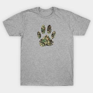 Distressed Camo Dog Paw Print T-Shirt